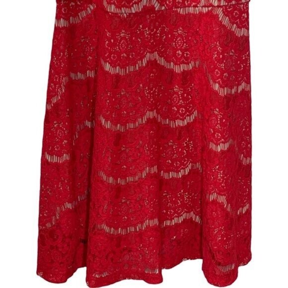 Love Fire Red Lace Fit & Flare Sleeveless Mini Dress Women’s Small - Picture 3 of 10